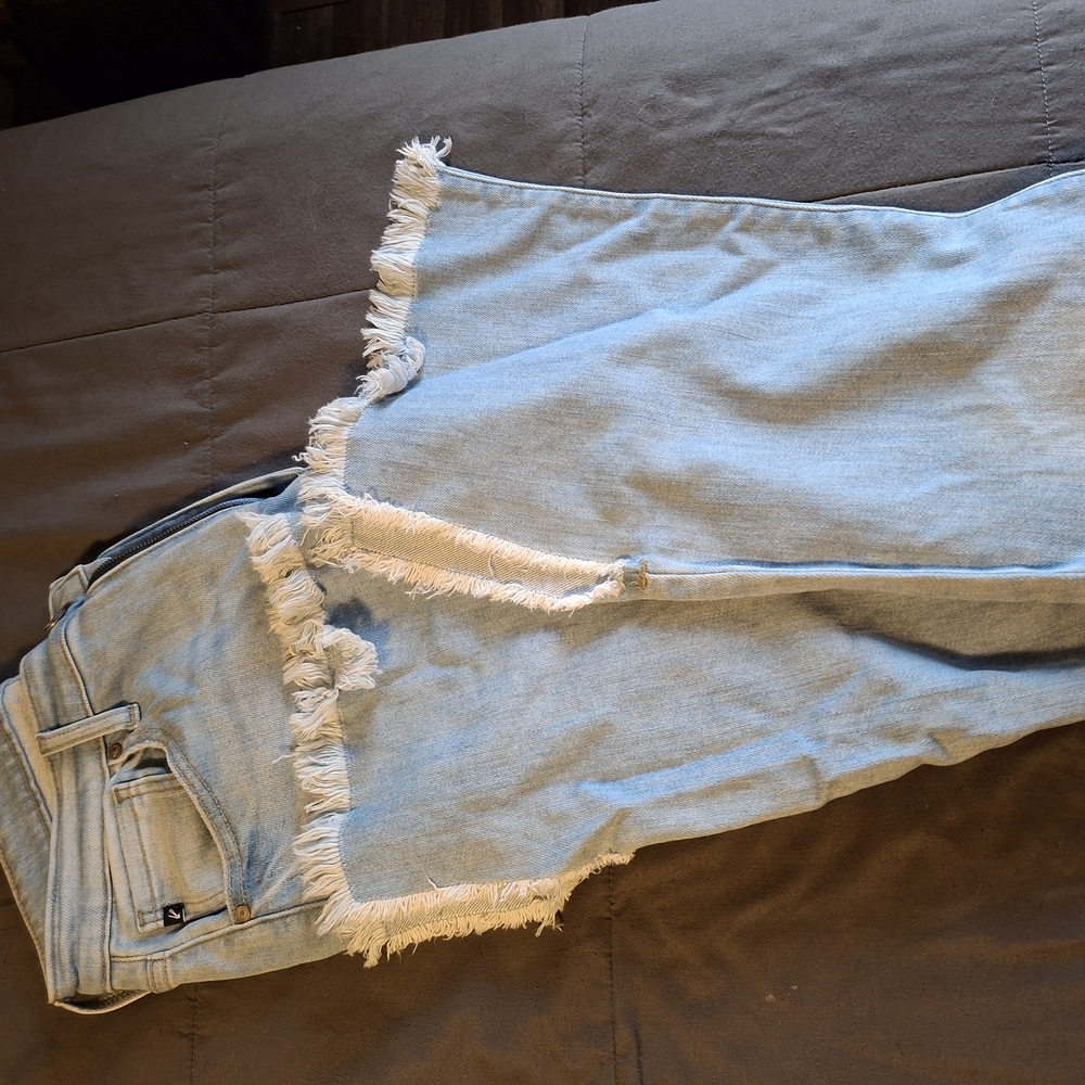 KanCan Light Blue Boot Cut Jeans with Fringe